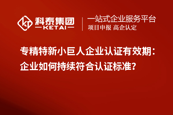 專精特新小巨人企業(yè)認(rèn)證有效期：企業(yè)如何持續(xù)符合認(rèn)證標(biāo)準(zhǔn)？