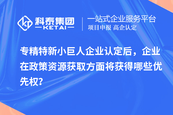 專精特新小巨人企業(yè)認(rèn)定后，企業(yè)在政策資源獲取方面將獲得哪些優(yōu)先權(quán)？