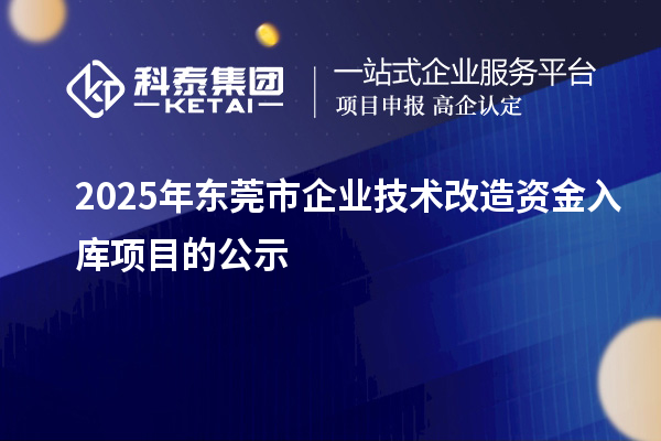 2025年東莞市企業(yè)技術(shù)改造資金入庫項目的公示