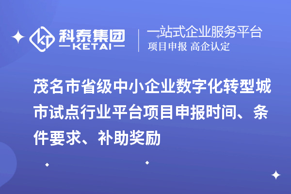 茂名市省級中小企業(yè)數(shù)字化轉(zhuǎn)型城市試點行業(yè)平臺項目申報時間、條件要求、補(bǔ)助獎勵