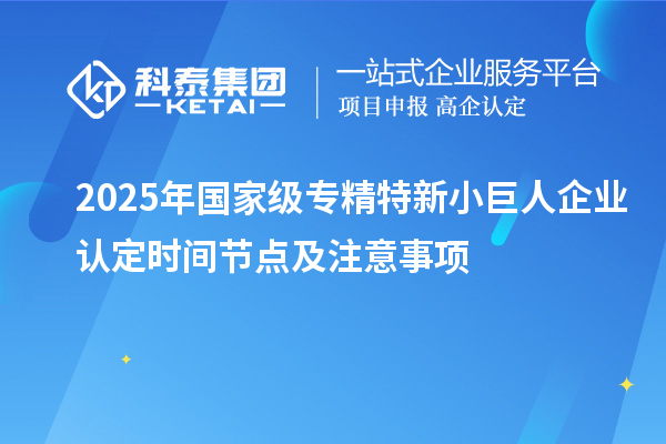 2025年國(guó)家級(jí)專(zhuān)精特新小巨人企業(yè)認(rèn)定時(shí)間節(jié)點(diǎn)及注意事項(xiàng)