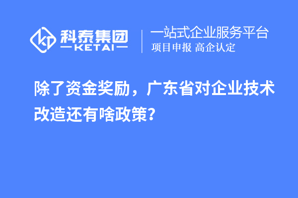 除了資金獎勵，廣東省對企業(yè)技術(shù)改造還有啥政策？