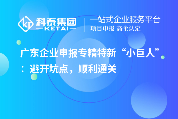 廣東企業(yè)申報專精特新 “小巨人”：避開坑點，順利通關
