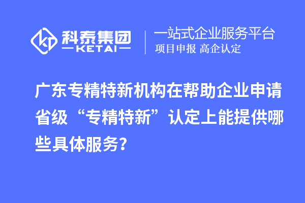 廣東專精特新機(jī)構(gòu)在幫助企業(yè)申請省級 “專精特新” 認(rèn)定上能提供哪些具體服務(wù)？