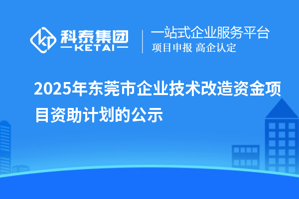 2025年東莞市企業(yè)技術(shù)改造資金項目資助計劃的公示