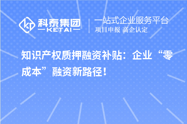 知識產(chǎn)權(quán)質(zhì)押融資補(bǔ)貼：企業(yè)“零成本”融資新路徑！