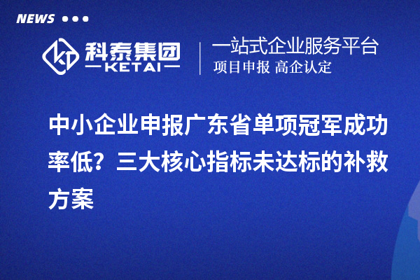 中小企業(yè)申報廣東省單項冠軍成功率低？三大核心指標未達標的補救方案