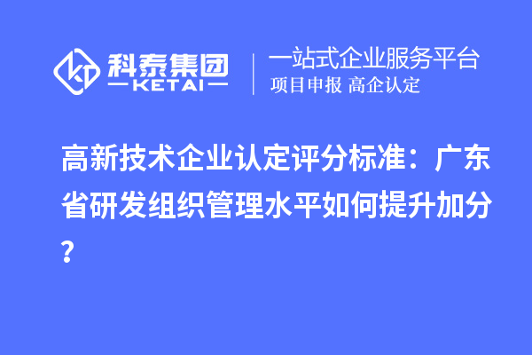 高新技術(shù)企業(yè)認定評分標準：廣東省研發(fā)組織管理水平如何提升加分？