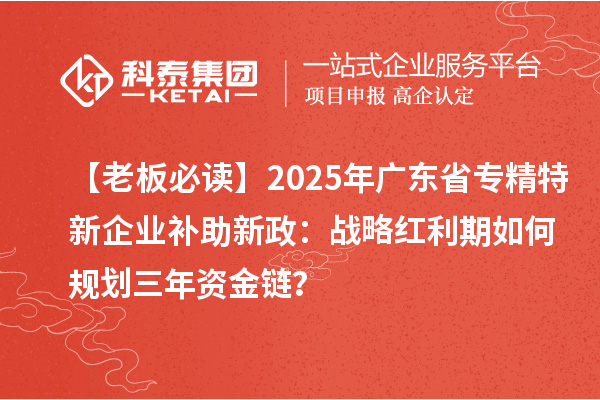 【老板必讀】2025年廣東省專精特新企業(yè)補(bǔ)助新政：戰(zhàn)略紅利期如何規(guī)劃三年資金鏈？