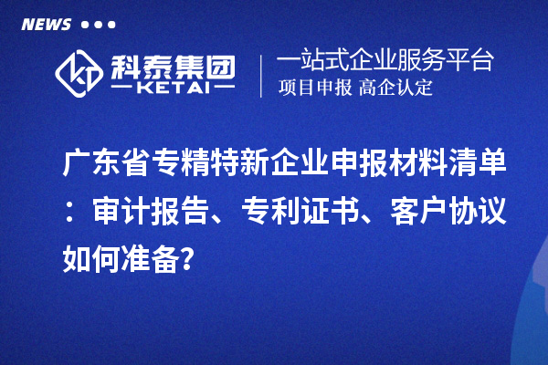 廣東省專精特新企業(yè)申報材料清單：審計報告、專利證書、客戶協(xié)議如何準(zhǔn)備？