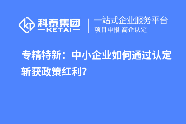 專精特新：中小企業(yè)如何通過認(rèn)定斬獲政策紅利？