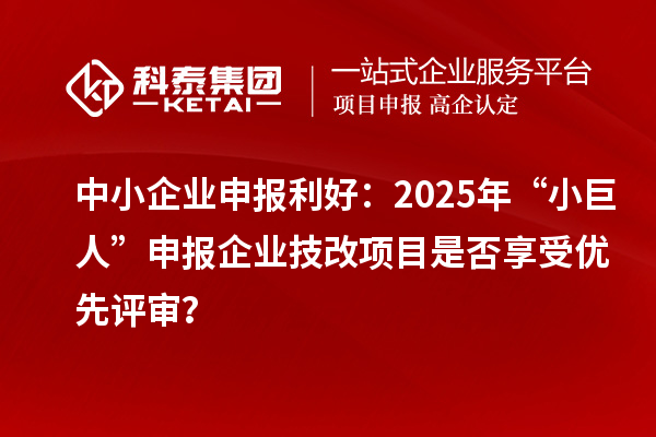 中小企業(yè)申報利好：2025年“小巨人”申報企業(yè)技改項目是否享受優(yōu)先評審？