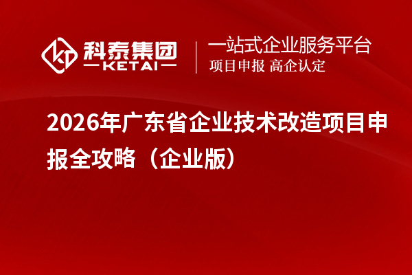 2026年廣東省企業(yè)技術(shù)改造項(xiàng)目申報(bào)全攻略（企業(yè)版）