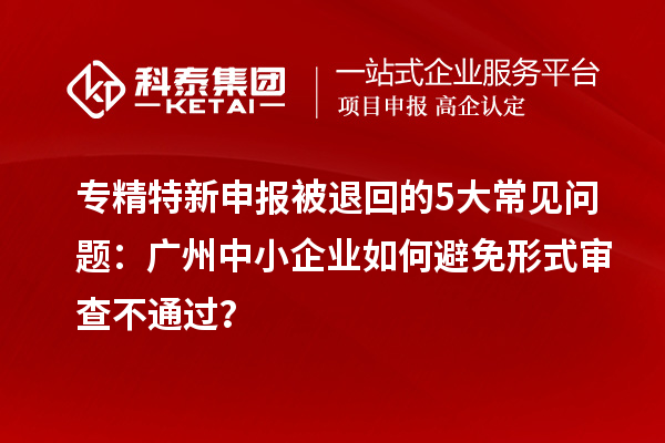專精特新申報被退回的5大常見問題：廣州中小企業(yè)如何避免形式審查不通過？