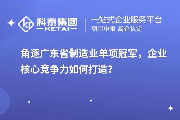 角逐廣東省制造業(yè)單項冠軍，企業(yè)核心競爭力如何打造？