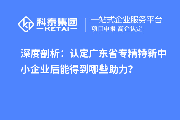深度剖析：認(rèn)定廣東省專精特新中小企業(yè)后能得到哪些助力？