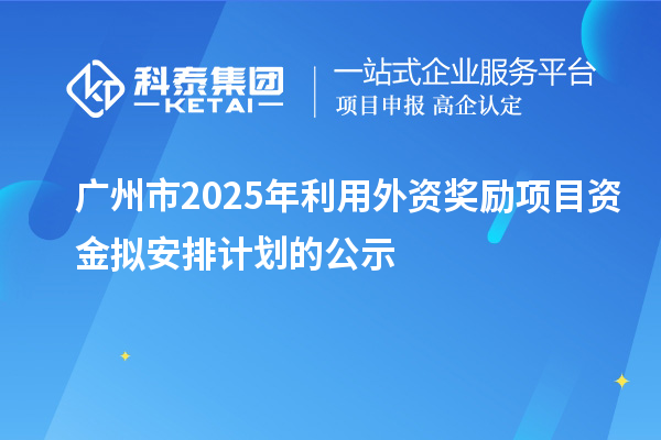 廣州市2025年利用外資獎勵項(xiàng)目資金擬安排計劃的公示