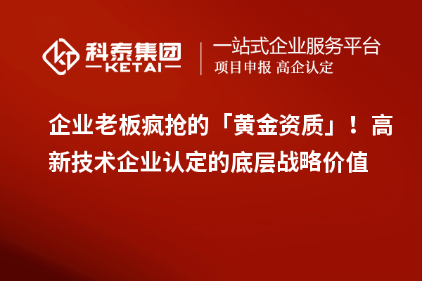 企業(yè)老板瘋搶的「黃金資質」！高新技術企業(yè)認定的底層戰(zhàn)略價值