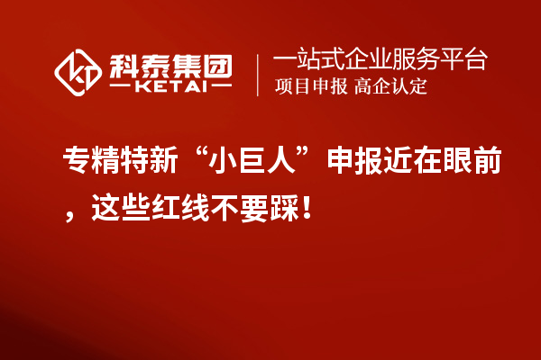 專精特新“小巨人”申報近在眼前，這些紅線不要踩！