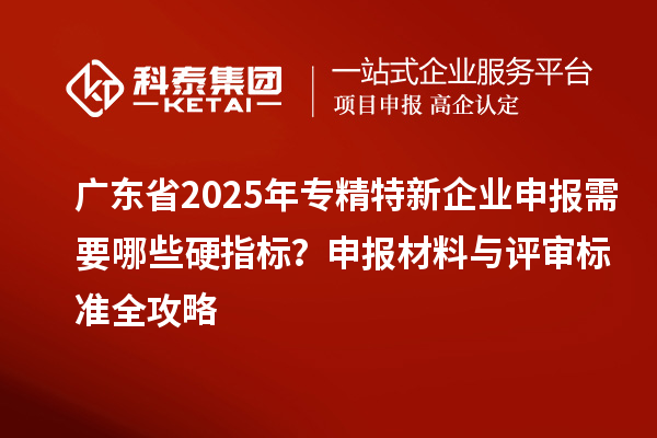 廣東省2025年專精特新企業(yè)申報(bào)需要哪些硬指標(biāo)？申報(bào)材料與評(píng)審標(biāo)準(zhǔn)全攻略