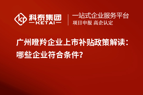 廣州瞪羚企業(yè)上市補貼政策解讀：哪些企業(yè)符合條件？