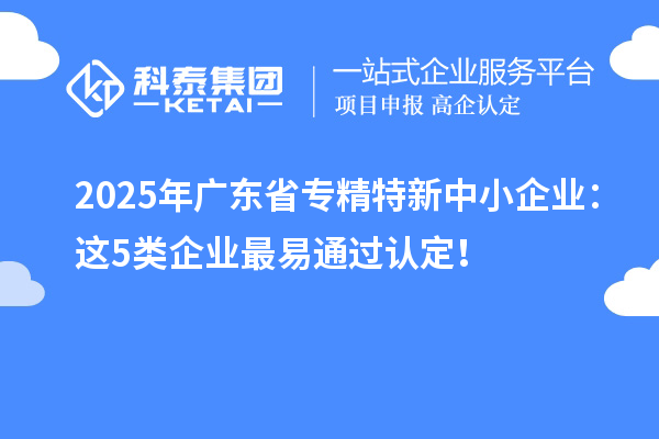 2025年廣東省專精特新中小企業(yè)：這5類企業(yè)最易通過認定！