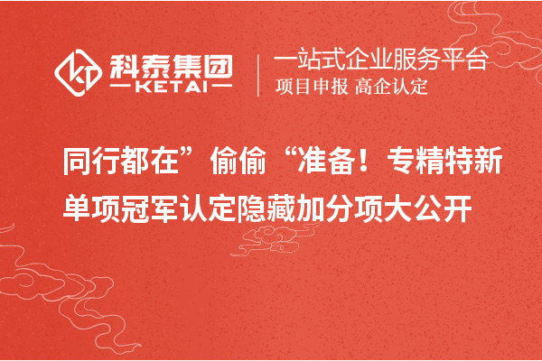 同行都在” 偷偷 “準(zhǔn)備！專精特新單項(xiàng)冠軍認(rèn)定隱藏加分項(xiàng)大公開(kāi)