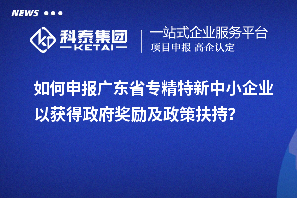 如何申報(bào)廣東省專精特新中小企業(yè)以獲得政府獎(jiǎng)勵(lì)及政策扶持？