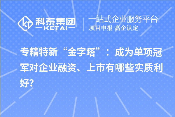 專精特新“金字塔”：成為單項冠軍對企業(yè)融資、上市有哪些實質利好？