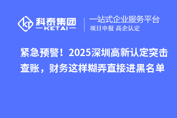 緊急預(yù)警！2025深圳高新認定突擊查賬，財務(wù)這樣糊弄直接進黑名單