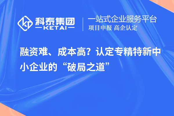 融資難、成本高？認定專精特新中小企業(yè)的“破局之道”