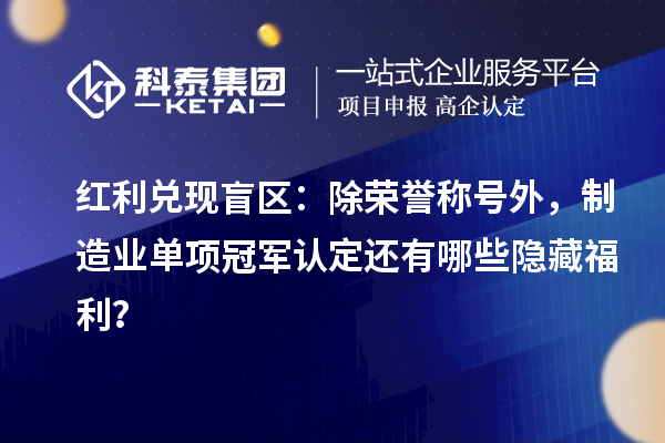 紅利兌現(xiàn)盲區(qū)：除榮譽稱號外，制造業(yè)單項冠軍認定還有哪些隱藏福利？