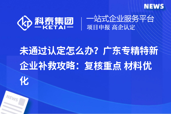 未通過認定怎么辦？廣東專精特新企業(yè)補救攻略：復核重點+材料優(yōu)化