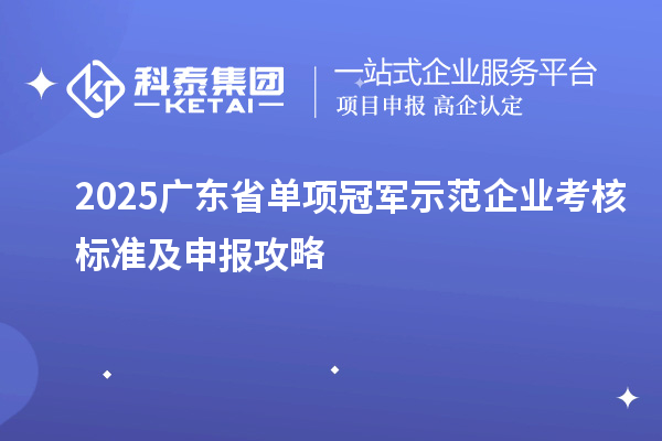 2025廣東省單項冠軍示范企業(yè)考核標準及申報攻略