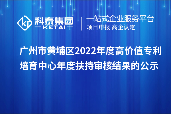 廣州市黃埔區(qū)2022年度高價(jià)值專利培育中心年度扶持審核結(jié)果的公示