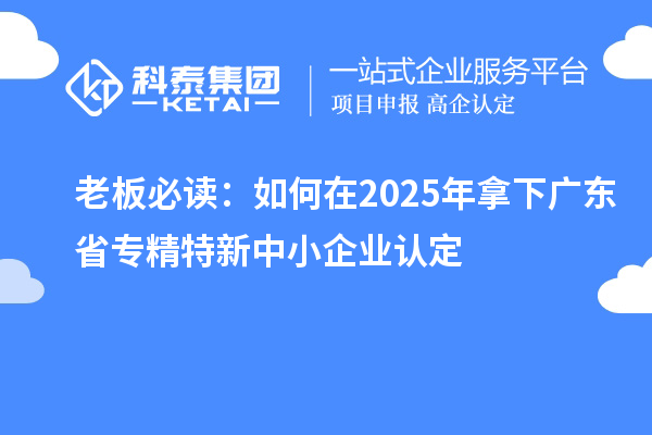 老板必讀：如何在2025年拿下廣東省專精特新中小企業(yè)認定