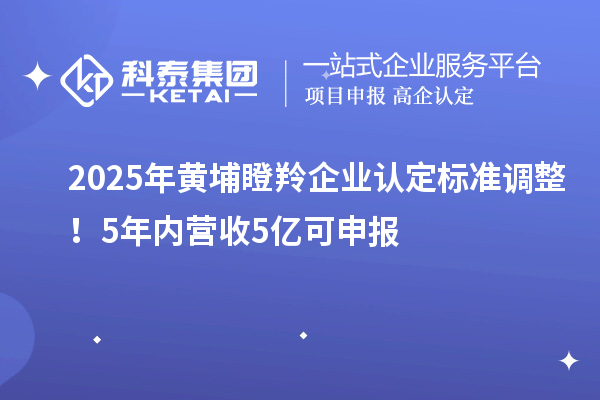 2025年黃埔瞪羚企業(yè)認定標準調整！5年內營收5億可申報