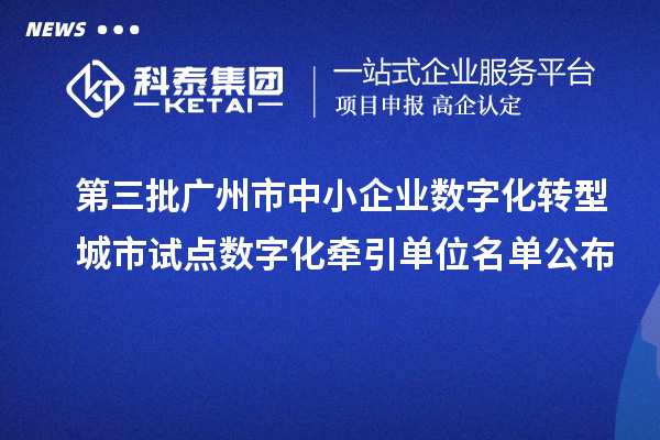 第三批廣州市中小企業(yè)數(shù)字化轉(zhuǎn)型城市試點(diǎn)數(shù)字化牽引單位名單公布