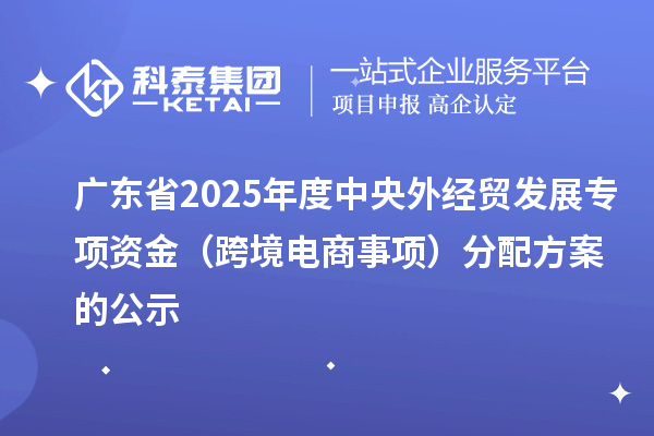 廣東省2025年度中央外經(jīng)貿(mào)發(fā)展專項(xiàng)資金（跨境電商事項(xiàng)）分配方案的公示