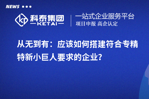 從無(wú)到有：應(yīng)該如何搭建符合專精特新小巨人要求的企業(yè)？