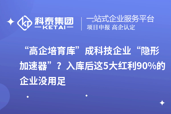 “高企培育庫”成科技企業(yè)“隱形加速器”？入庫后這5大紅利90%的企業(yè)沒用足