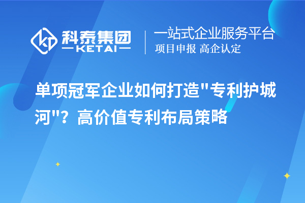 單項冠軍企業(yè)如何打造"專利護(hù)城河"？高價值專利布局策略