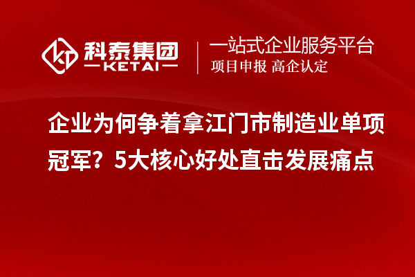 企業(yè)為何爭著拿江門市制造業(yè)單項冠軍？5大核心好處直擊發(fā)展痛點