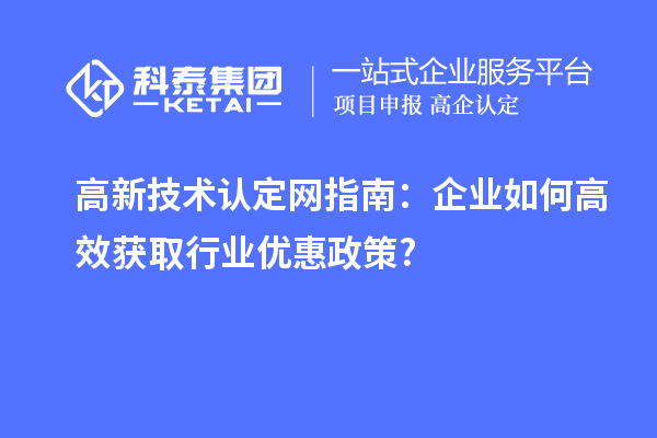 高新技術認定網指南:企業(yè)如何高效獲取行業(yè)優(yōu)惠政策?