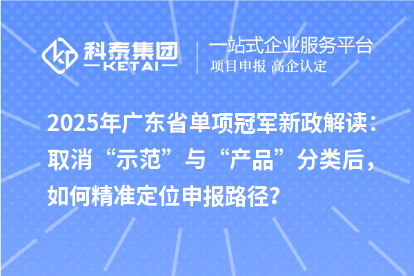 2025年廣東省單項冠軍新政解讀：取消“示范”與“產(chǎn)品”分類后，如何精準(zhǔn)定位申報路徑？