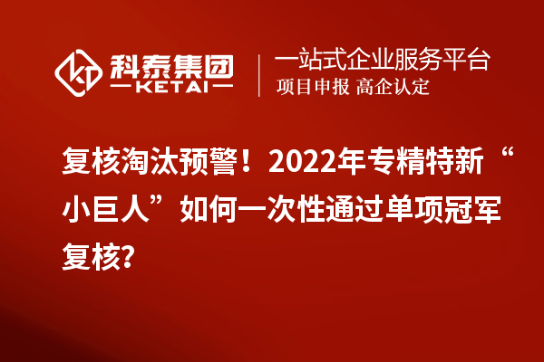 復(fù)核淘汰預(yù)警！2022年專精特新“小巨人”如何一次性通過單項冠軍復(fù)核？