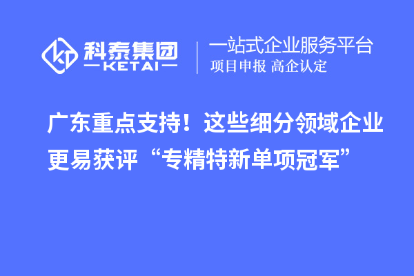廣東重點支持！這些細(xì)分領(lǐng)域企業(yè)更易獲評“專精特新單項冠軍”