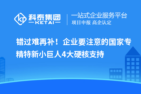 錯(cuò)過難再補(bǔ)！企業(yè)要注意的國(guó)家專精特新小巨人4大硬核支持