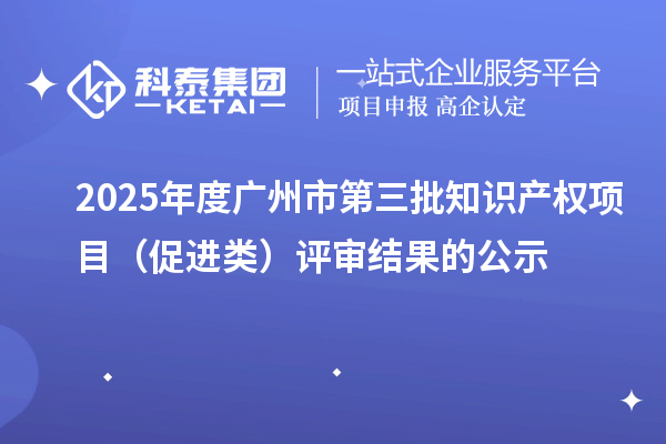 2025年度廣州市第三批知識產(chǎn)權項目(促進類)評審結(jié)果的公示