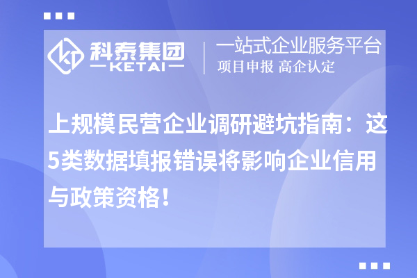 上規(guī)模民營企業(yè)調(diào)研避坑指南：這5類數(shù)據(jù)填報錯誤將影響企業(yè)信用與政策資格！
